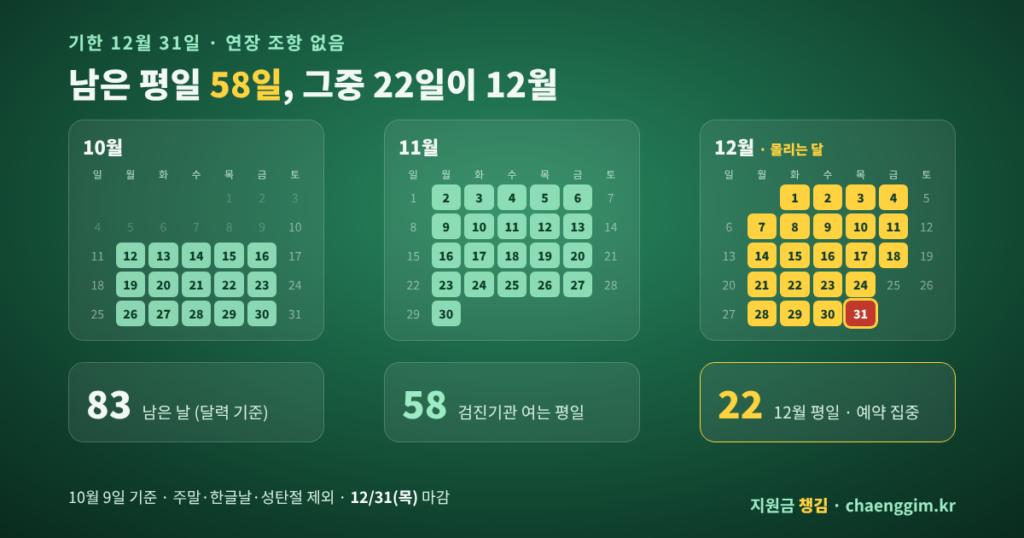 국가건강검진 기한 12월 31일 남은 평일 58일 12월 22일 예약 집중