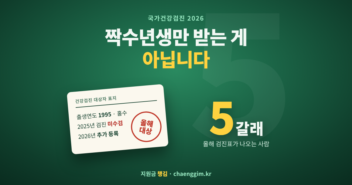 국가건강검진 2026 짝수년생 말고도 검진표가 나오는 다섯 갈래
