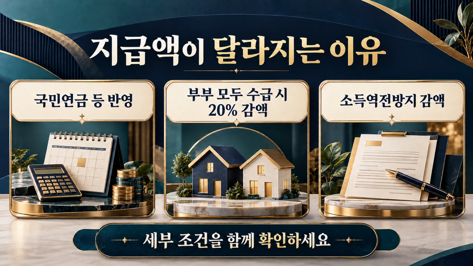 기초연금 지급액에 반영되는 국민연금 등 수급 내역, 부부 모두 수급 시 20퍼센트 감액, 소득역전방지 감액 안내