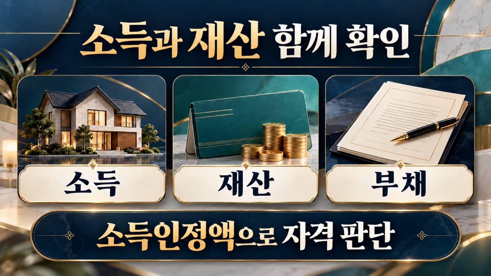 기초연금은 소득, 재산, 부채를 반영한 소득인정액으로 자격을 판단한다는 안내